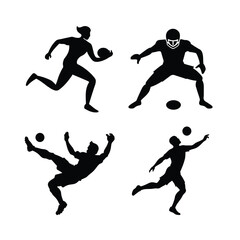 Set of football vector silhouette