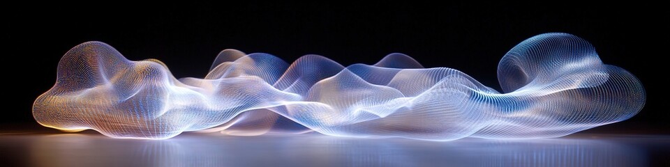 Fototapeta premium dynamic projection of swirling holographic designs forming cloud network on matte surface