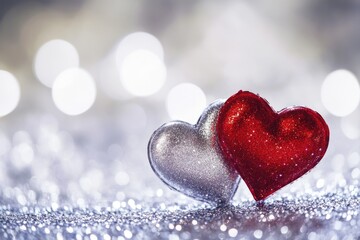 Fototapeta premium Intimate moment of two hearts sitting side by side, symbolizing love and affection