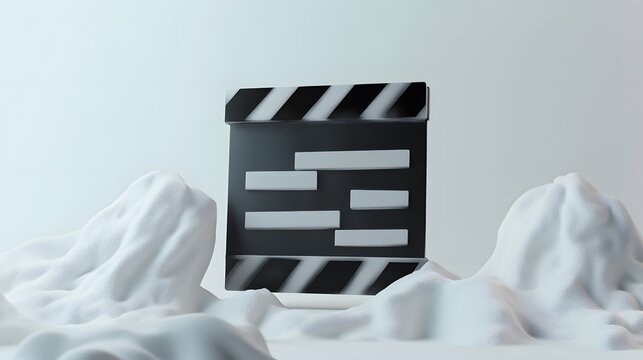 Movie Clapperboard on Abstract White Landscape