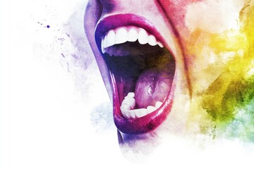 Naklejka premium Close-up view of a person's mouth with the lips parted, suitable for medical or educational uses