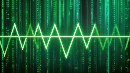 Fototapeta premium Digital green waveform visualization representing technology, data analysis, and electronic signals in a futuristic style