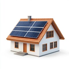 A modern house with solar panels on the roof, symbolizing sustainable energy and eco-friendly living.
