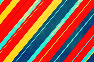 repeating diagonal stripe pattern in bold red blue and yellow