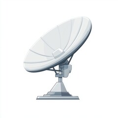 A sleek, modern satellite dish on a white background, symbolizing communication technology and connectivity.