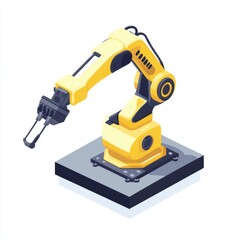 A yellow robotic arm in a modern industrial design, showcasing advanced automation technology.