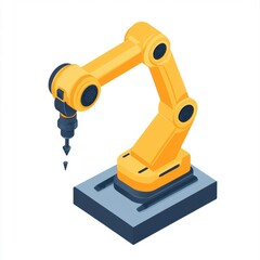 A vibrant yellow robotic arm designed for precision tasks in manufacturing and automation.