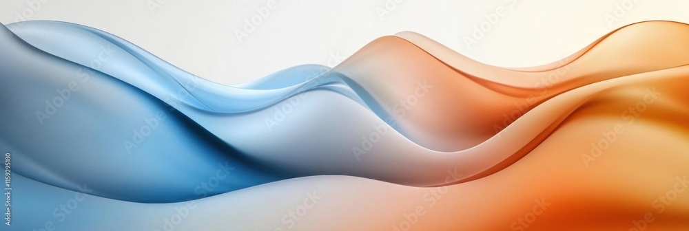 Aufkleber captivating abstract glossy waves in blue and orange shades flowing seamlessly across a minimalist b
