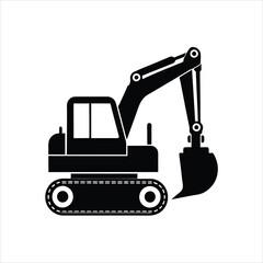 Excavator Icon Silhouette Construction Equipment Vector Art