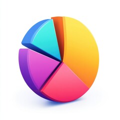 Fototapeta premium A vibrant 3D pie chart showcasing colorful segments representing data distribution.