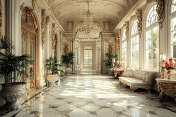 A spacious room with a chandelier and comfortable couch, ideal for relaxing or entertaining