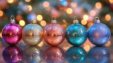Obraz premium Christmas ornaments display indoor photography festive close-up