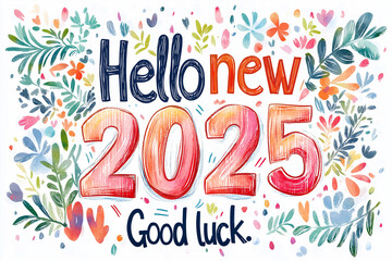 Illustration postcard design to welcome the year of the snake in 2025, Chinese zodiac, New Year, Happy New Year, Greetings, New Year's card