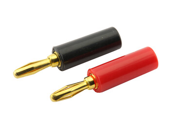  Banana connector for connecting the speaker system to an audio amplifier. Soft focus.Transparent background in png.