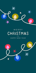 Holiday cards with christmas greetings on the background of abstract christmas decorations with stars. Vector illustration.