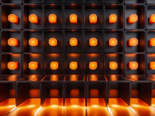 Abstract Orange Lights in Black Grid.