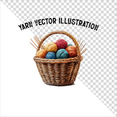 A clipart of knitting needles and yarn with basket. Skein of yarn with knitting needles