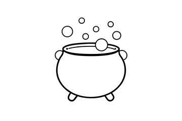 Halloween Cauldron with Bubbles Icon on White Background