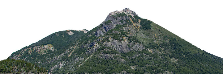 Panoramic wooded rocky mountain isolated photo