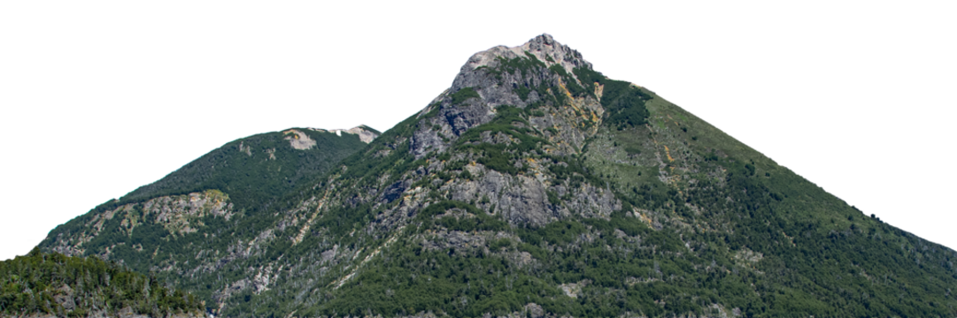 Panoramic wooded rocky mountain isolated photo