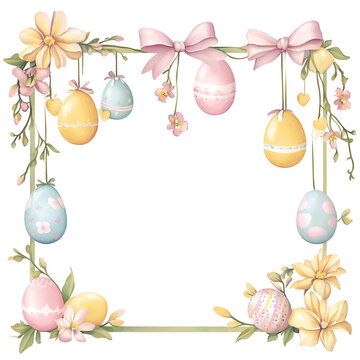 Pastel Easter Border Clipart Vector Illustration
