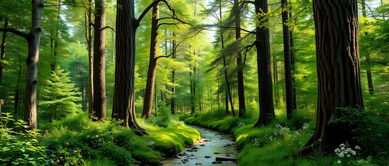 Obraz premium Serene Forest Trail with Creek