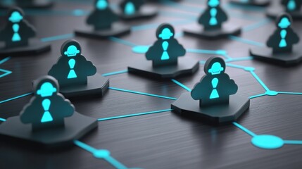 Global Network of Connected Professionals: A 3D Render of a Digital Business Ecosystem