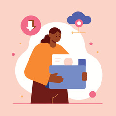 a character backing up data