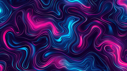 Fototapeta premium Neon Pink and Blue Color Outline Swirl Background