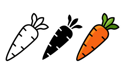 carrot line art, color, and silhouette vector art