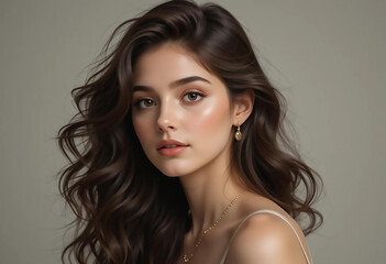 Naklejka premium Beautiful woman with elegant jewelry and hairstyle, perfect for fashion
