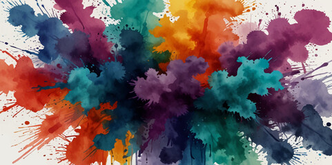 Vector abstract colorful rainbow holi paint and colorful cloud smoke powder explosion isolated on transparent wide panorama background.