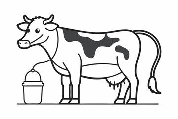 Cow Drinking Line art Cow isolated design on white background illustration design
