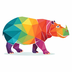 colorful low poly hippo vector design