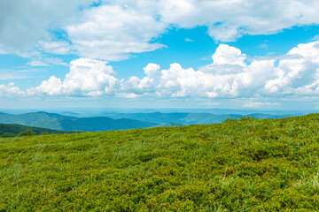 Bieszczady góra góry połoniny las drzewa dolina niebo chmury wiosna lato © Dariusz