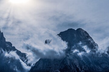 View of the Schlern a mountain in the South Tyrolean Dolomites in Italy.