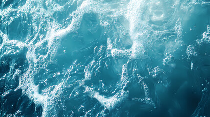 Ocean Waves Abstract: A close-up of crashing ocean waves, showcasing the swirling frothy texture and the vibrant turquoise hue, evoking a sense of peace and tranquility. 