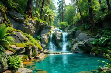 Art Deco Waterfall Oasis