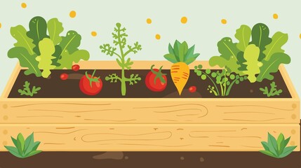 Raised Garden Bed Vector Illustration - Flat Vec