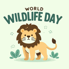Lion with a cute on its leg for world wildlife day. Ideal for campaigns, articles, and projects promoting wildlife conservation.