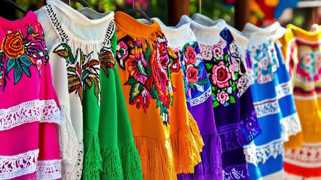 Vibrant traditional mexican huipil with intricate embroidery and colorful patterns