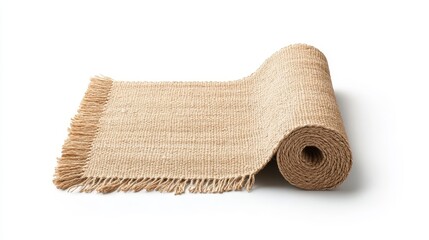 Natural Jute Rug Roll with Fringed Edges for Eco-Friendly Home Decor, Ideal for Adding Warmth and Texture to Any Living Space or Entryway