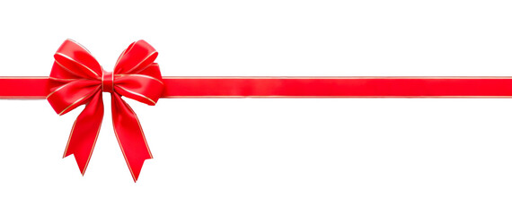 Bright red ribbon with a large bow used for gift wrapping and decoration during holiday celebrations or special occasions