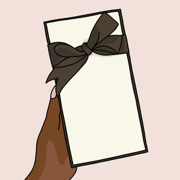 Black Woman Holding White Box with Black Ribbon