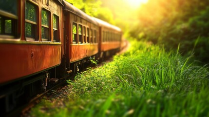 Obraz premium Scenic Train Journey Through Rolling Hills