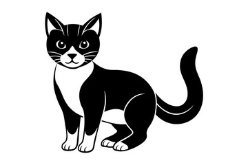 Stylish Black and White Cat Illustration