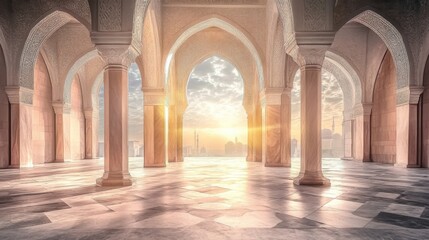 Serene Mosque Interior with Soft Lighting