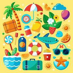 summer icons set