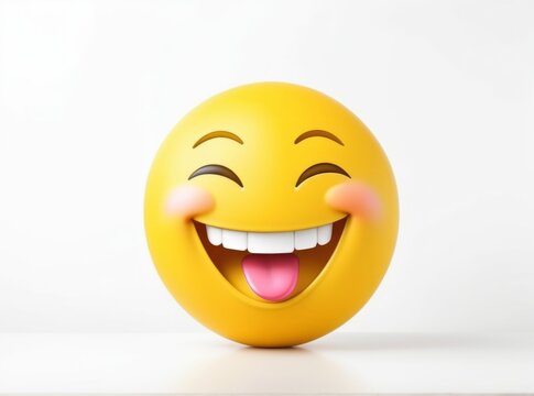 Bright, cheerful smiley face emoji expressing joy and happiness in a minimalist setting