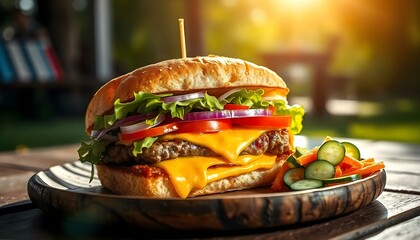 Cheese meat delicious lunch vegetable sandwich grill fresh fast salad tomato meal onion food bun snack burger bread dinner tasty hamburger lettuce